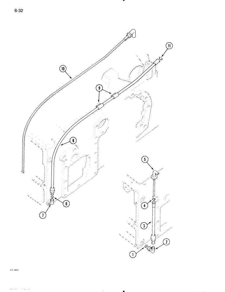 Схема запчастей Case IH 595 - (6-032) - REAR FRAME, OIL LEVEL GAUGE (06) - POWER TRAIN