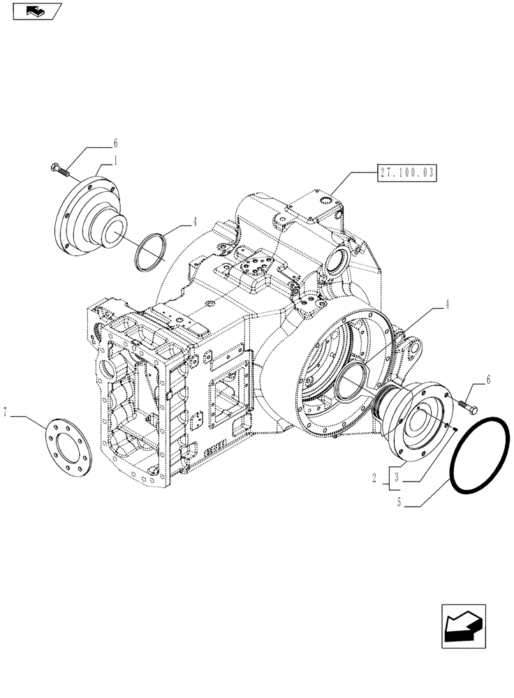 Схема запчастей Case IH MAGNUM 225 - (27.100.02[02]) - TRANSMISSION, COVERS AND SUPPORTS, WITH CONTINUOUSLY VARIABLE TRANSMISSION (27) - REAR AXLE SYSTEM