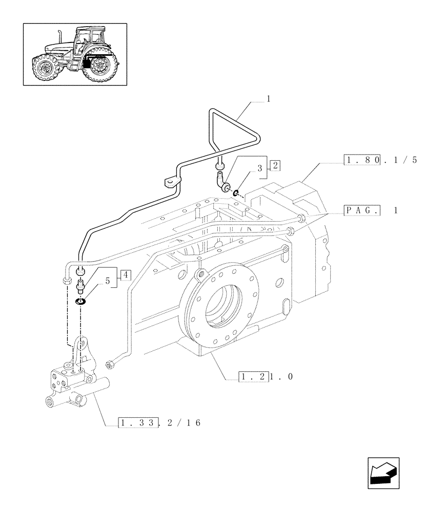 Схема запчастей Case IH JX90U - (1.80.6/03[02]) - (VAR.727) SYNCHRO MESH GEARED POWER TAKE -OFF 540 RPM - PIPES (07) - HYDRAULIC SYSTEM