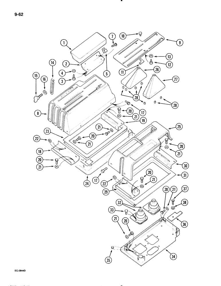 Схема запчастей Case IH 695 - (9-062) - CAB, CONTROL LEVER COVERS AND SUPPORTS (09) - CHASSIS/ATTACHMENTS