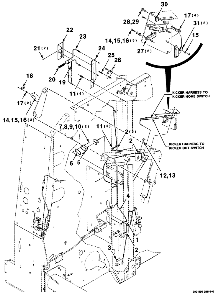 Схема запчастей Case IH RS561 - (09-030) - BALE KICKER KIT - ELECTRICAL ASSEMBLY Decals & Attachments