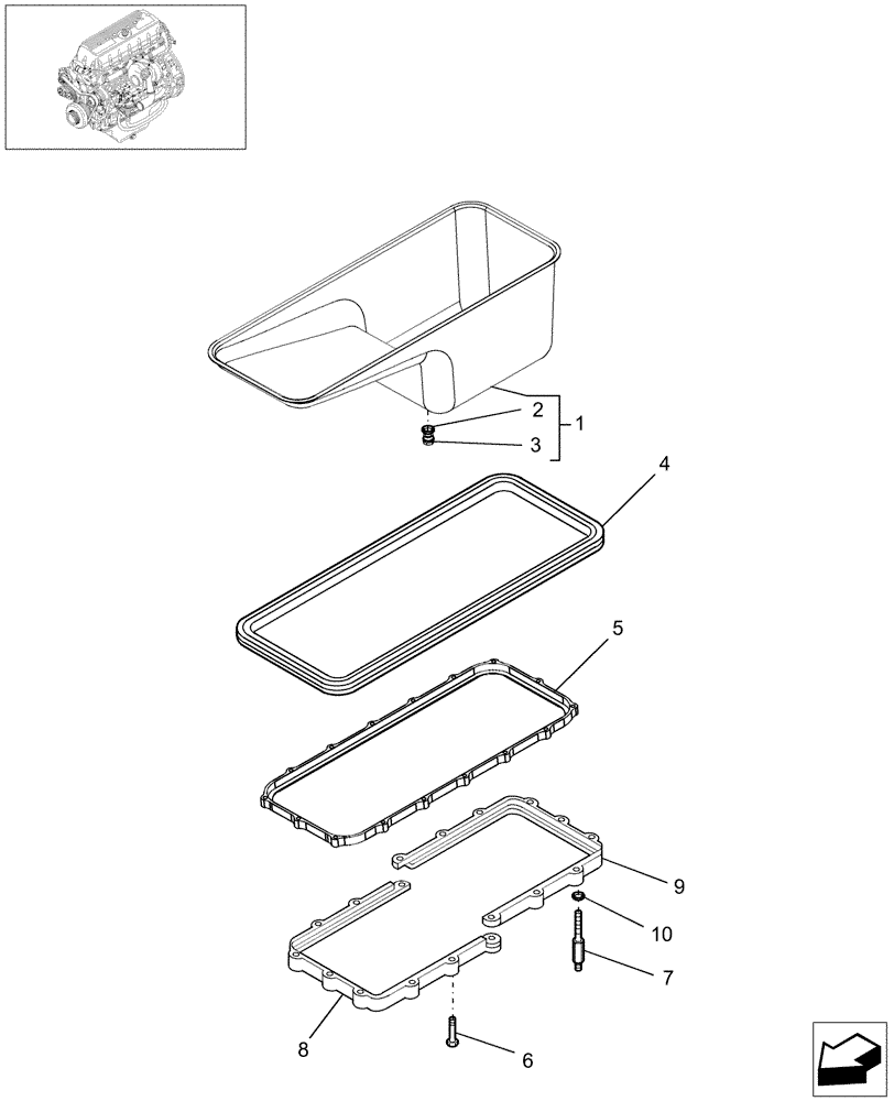 Схема запчастей Case IH AFX8010 - (B.60.A.23) - OIL SUMP & RELATED PARTS (504079751) B - Power Production