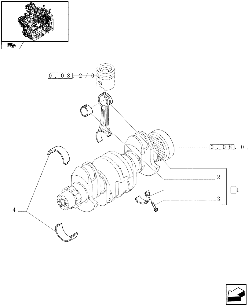 Схема запчастей Case IH FARMALL 95N - (0.08.1/01) - CONNECTING ROD (01) - ENGINE