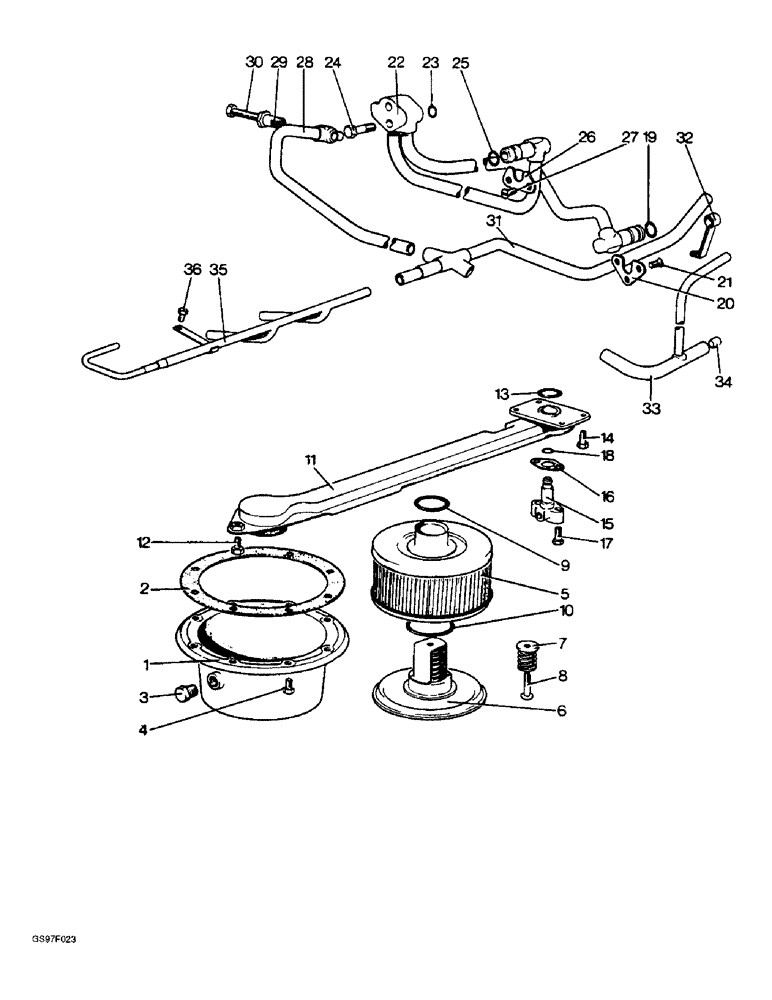 Схема запчастей Case IH 885 - (8-04) - OIL FILTER AND PIPES, 885 NARROW TRACTORS (08) - HYDRAULICS