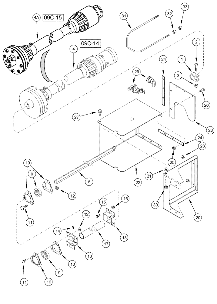 Схема запчастей Case IH 1020 - (09C-10) - AUGER JACKSHAFT DRIVE 22.5 AND 25.0 FOOT HEADER (09) - CHASSIS/ATTACHMENTS