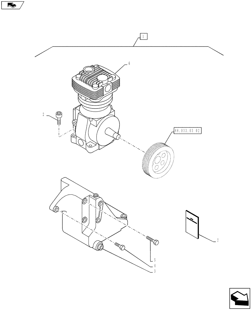 Схема запчастей Case IH PUMA 130 - (88.033.03[01]) - DIA KIT, PNEUMATIC TRAILER BRAKE ITALY - BRACKET FOR AIR COMPRESSOR (88) - ACCESSORIES