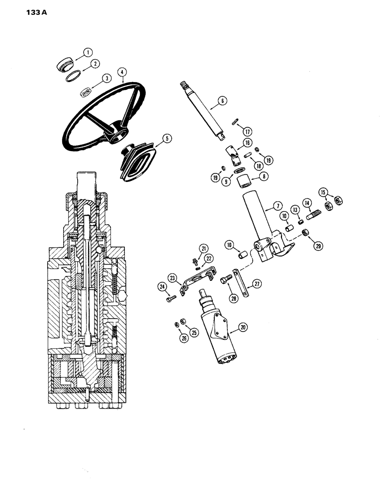 Схема запчастей Case IH 770 - (133A) - RIGID STEERING COLUMN, 1ST USED TRACTOR S/N 8693001 (05) - STEERING