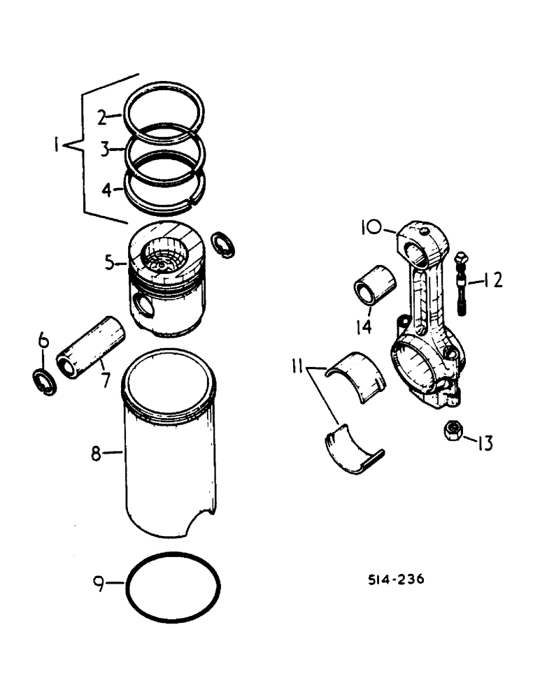 Схема запчастей Case IH 485 - (0E21-2) - CONNECTING ROD, PISTON AND SLEEVE Power