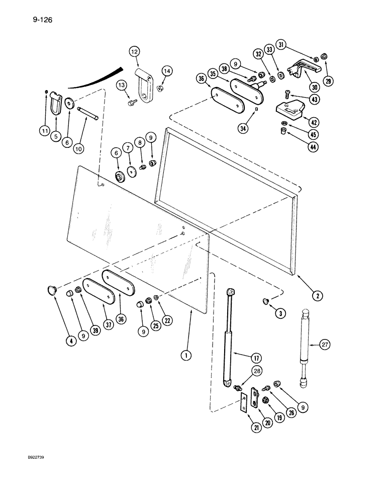 Схема запчастей Case IH 7150 - (9-126) - CAB REAR WINDOW (09) - CHASSIS/ATTACHMENTS