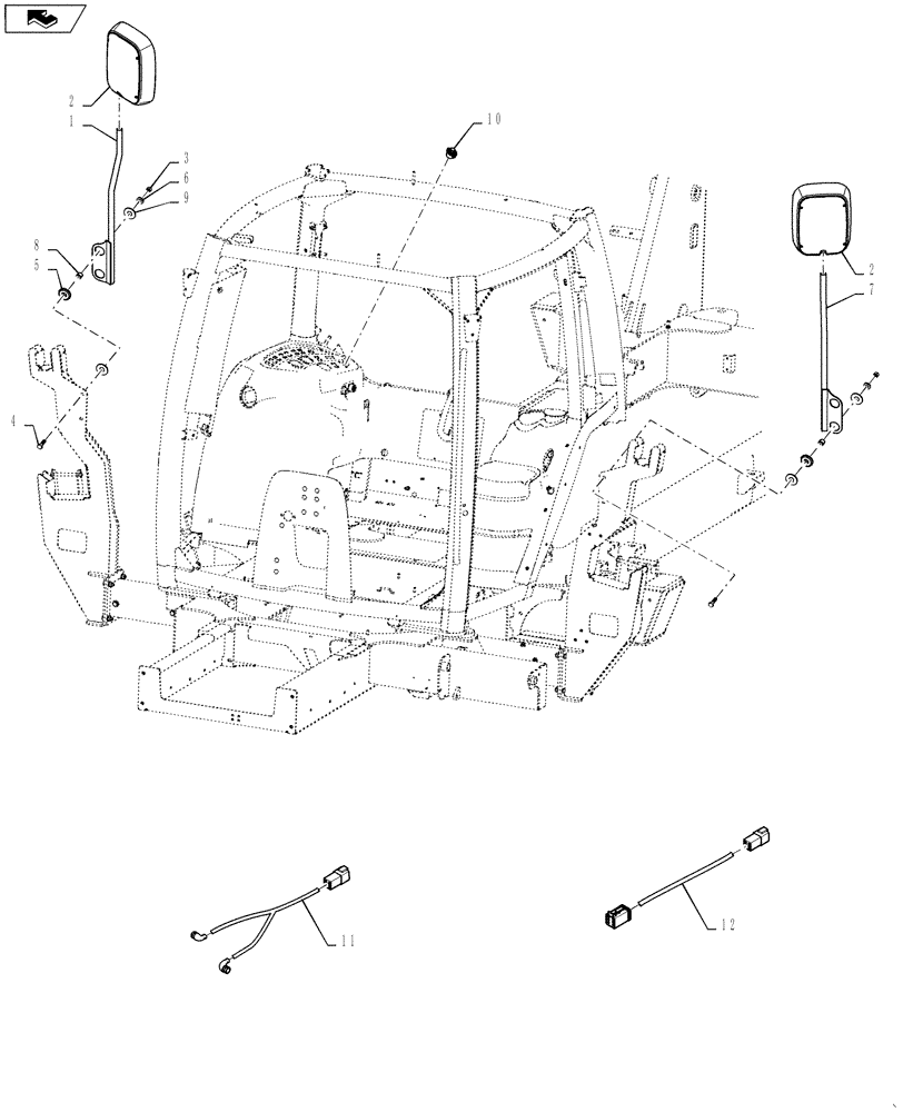 Схема запчастей Case IH 3230 - (88.100.03) - ELECTRIC MIRROR (88) - ACCESSORIES