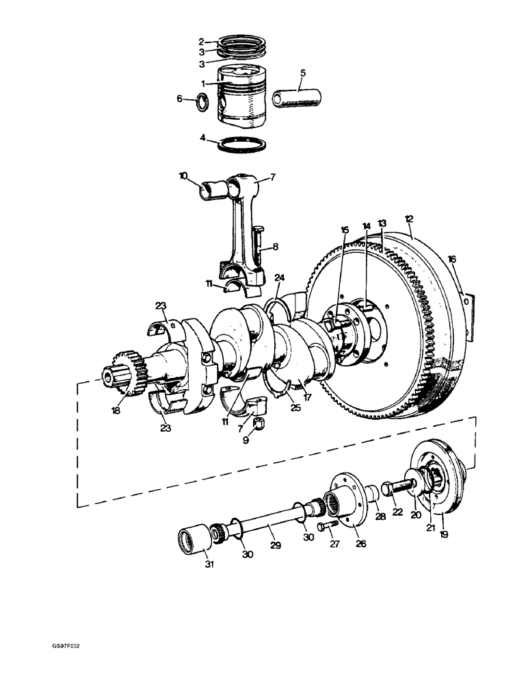 Схема запчастей Case IH 885 - (2-18) - CRANKSHAFT AND PISTONS (02) - ENGINE