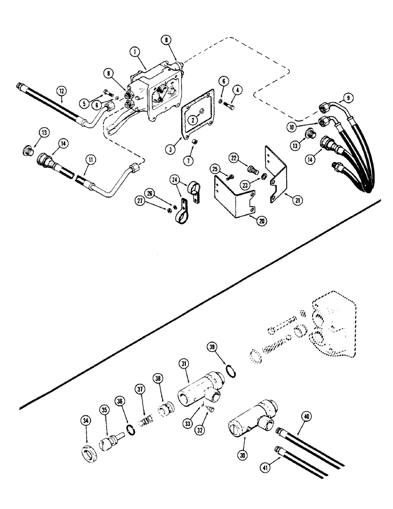 Схема запчастей Case IH 1175 - (185C) - BREAK-AWAY COUPLING AND LINES, STD. COUPLINGS, USED W/ STRAIGHT FITTINGS, 1ST USED TRAC. S/N 8709725 (08) - HYDRAULICS