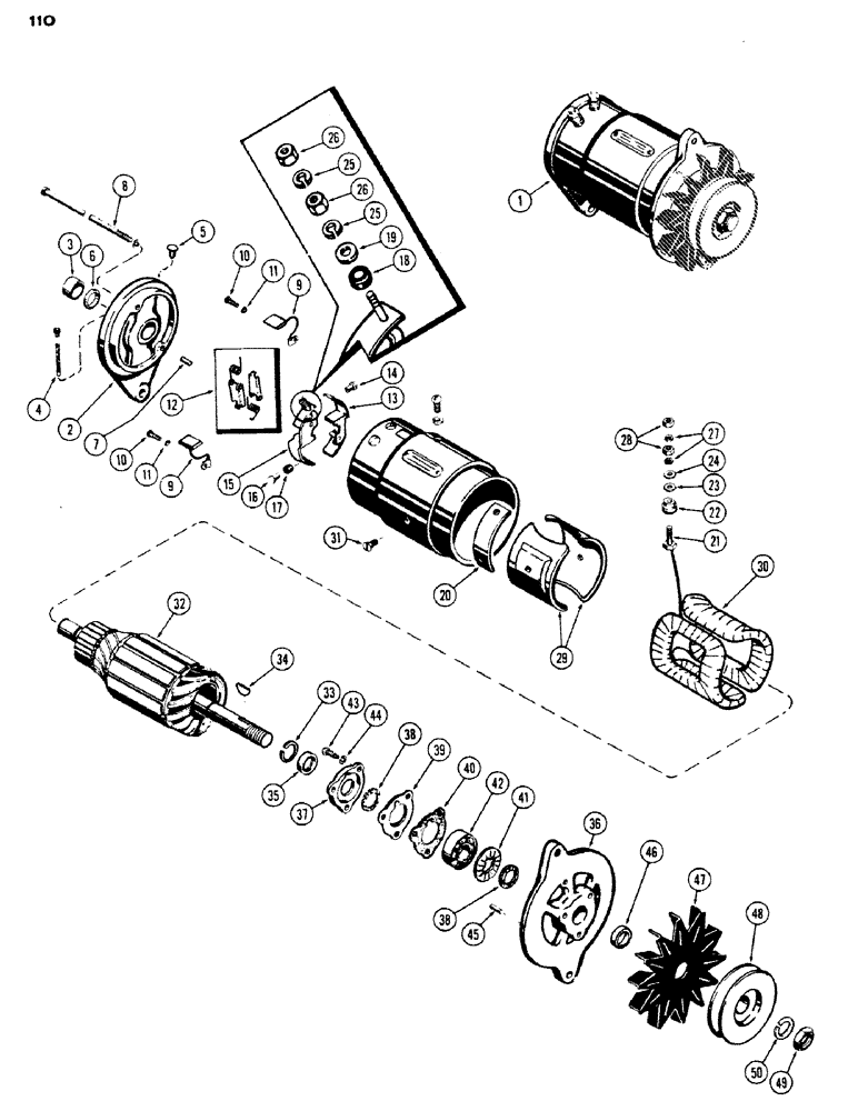 Схема запчастей Case IH 530 - (110) - A41452 AND A36195 GENERATOR, SPARK IGNITION ENGINE (04) - ELECTRICAL SYSTEMS