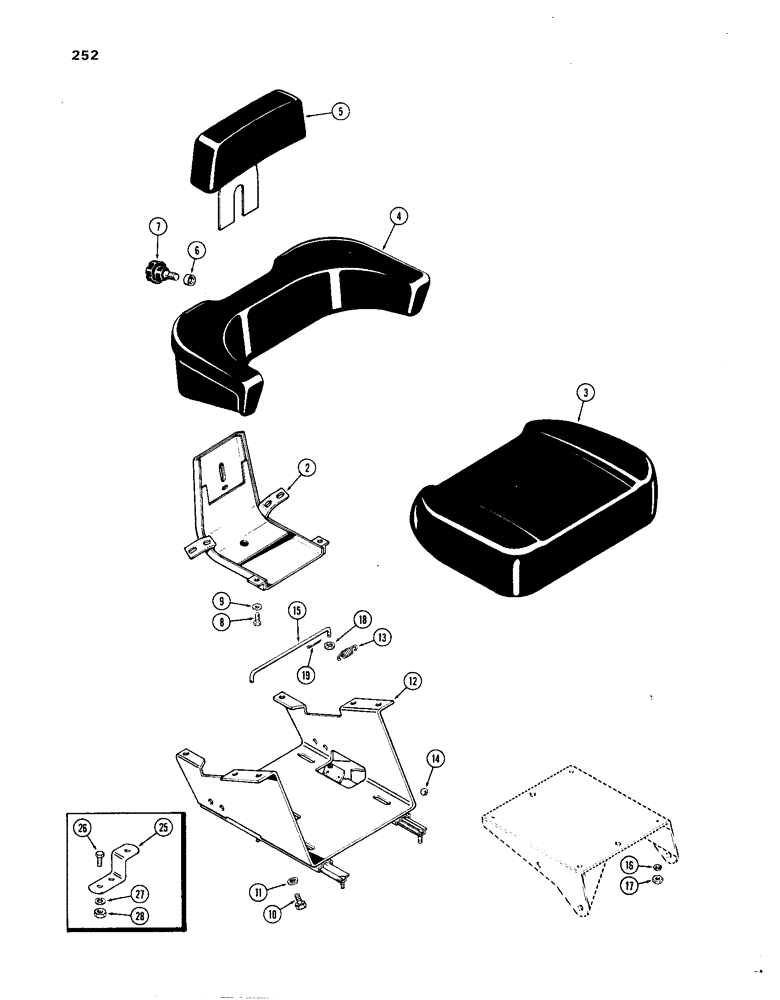 Схема запчастей Case IH 1270 - (252) - SERIES 30 SEAT, USED PRIOR TO TRACTOR SERIAL NUMBER 8693001 (09) - CHASSIS/ATTACHMENTS