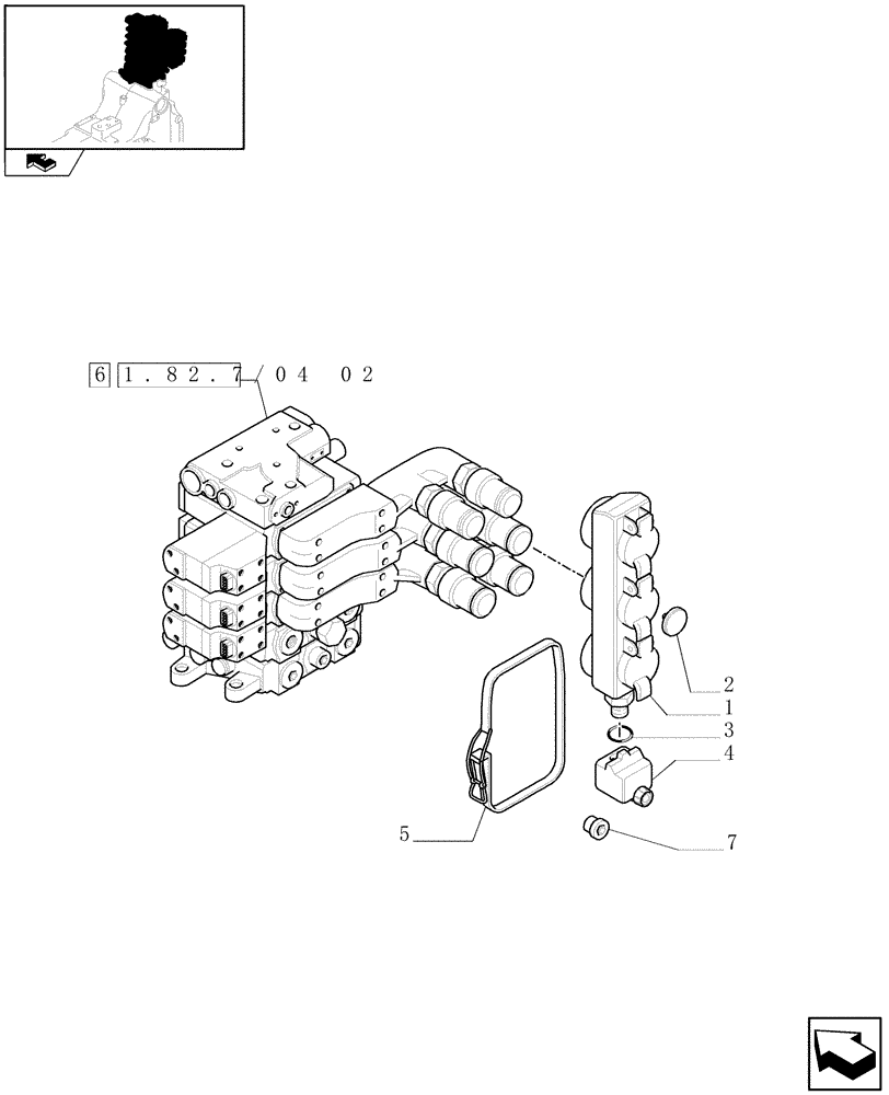 Схема запчастей Case IH PUMA 140 - (1.82.7/04[01]) - 3 ELECTROHYDRAULIC REAR REMOTE CONTROL VALVES - DISTRIBUTOR, COVER AND OIL COLLECTOR - C6690 (VAR.330856) (07) - HYDRAULIC SYSTEM