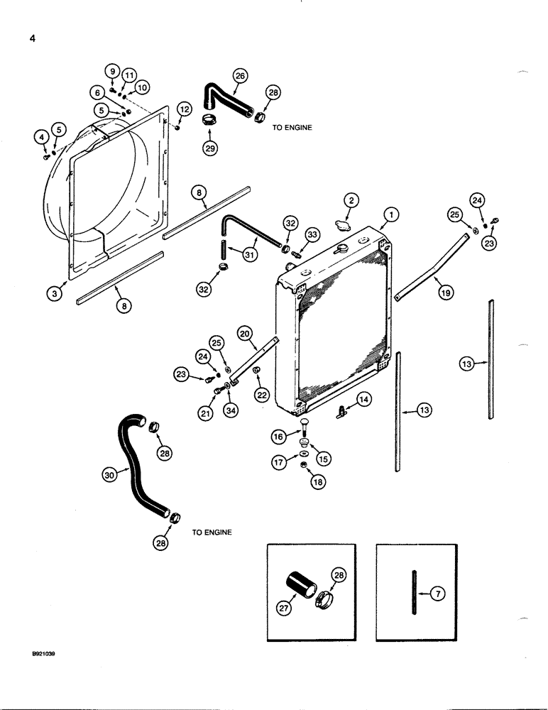 Схема запчастей Case IH 1660 - (004) - RADIATOR AND ATTACHING PARTS (10) - ENGINE