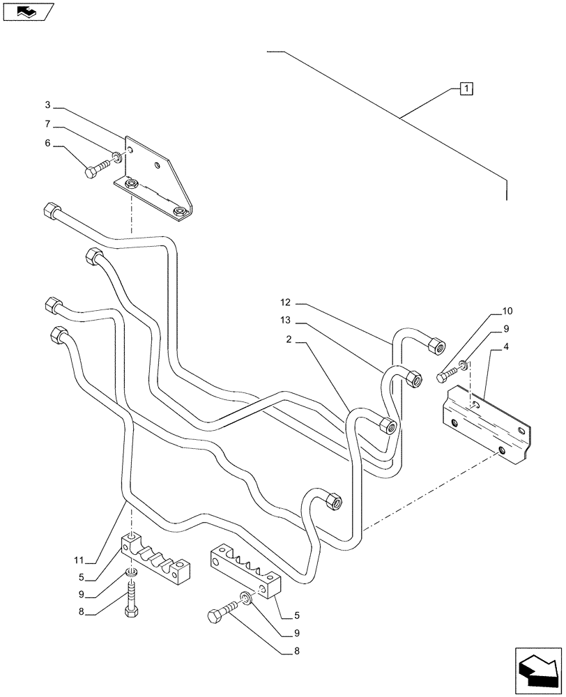 Схема запчастей Case IH PUMA 200 - (88.035.07[06]) - DIA KIT - FRONT HPL FOR ELECTRONIC/MECHANICAL REMOTES LESS PTO, LESS AUX. COUPLERS - PIPES AND BRACKETS (88) - ACCESSORIES