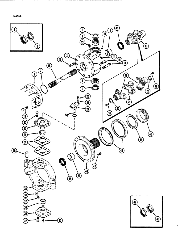 Схема запчастей Case IH 4494 - (6-234) - REAR AXLE ASSEMBLY, LEFT TRUNNION AND SPINDLE, TRUNNION WITH BUSHING (06) - POWER TRAIN