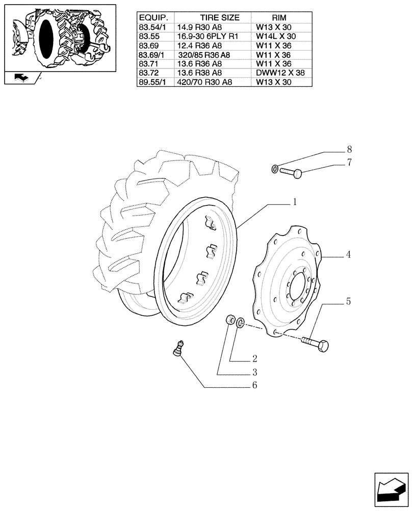 Схема запчастей Case IH FARMALL 60 - (83.00[02]) - DRIVE WHEELS (11) - WHEELS/TRACKS