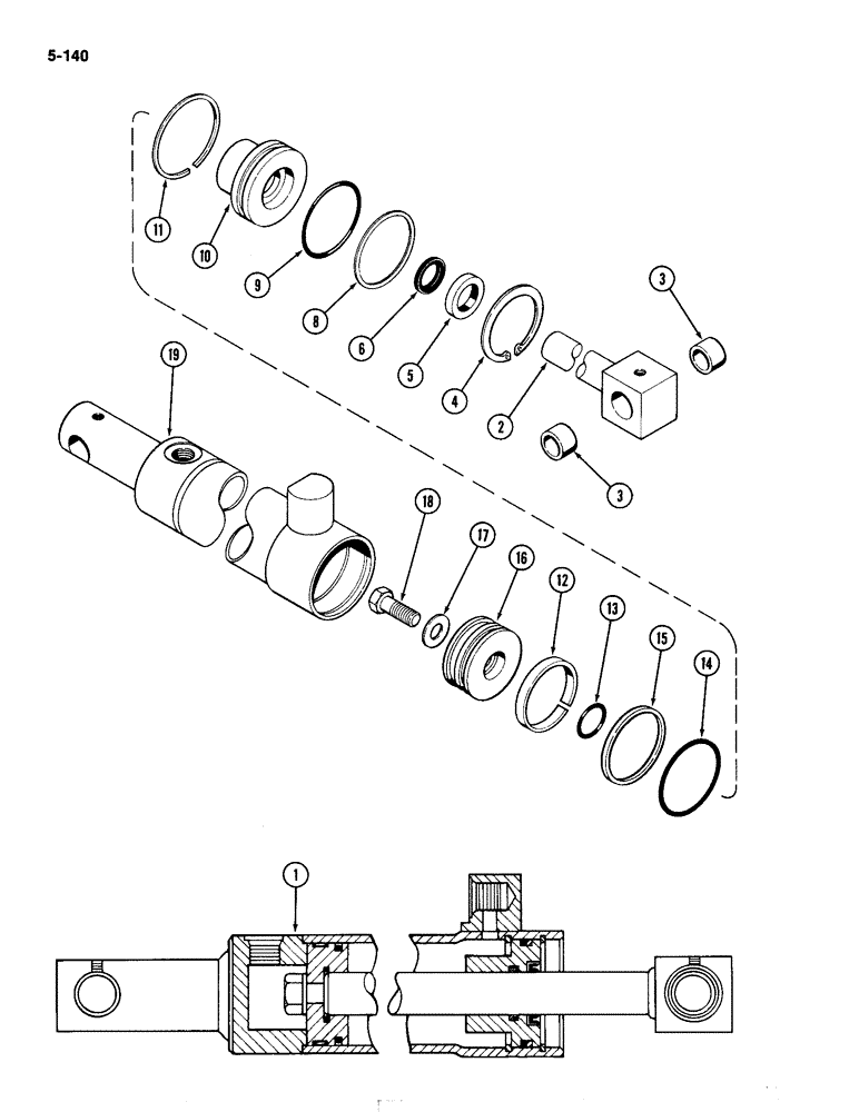 Схема запчастей Case IH 4490 - (5-140) - FRONT STEERING CYLINDER, 2-1/2" (63.5 MM) DIA. X 9-7/8" (250.83 MM) STROKE, PRIOR TO P.I.N. 8860322 (05) - STEERING