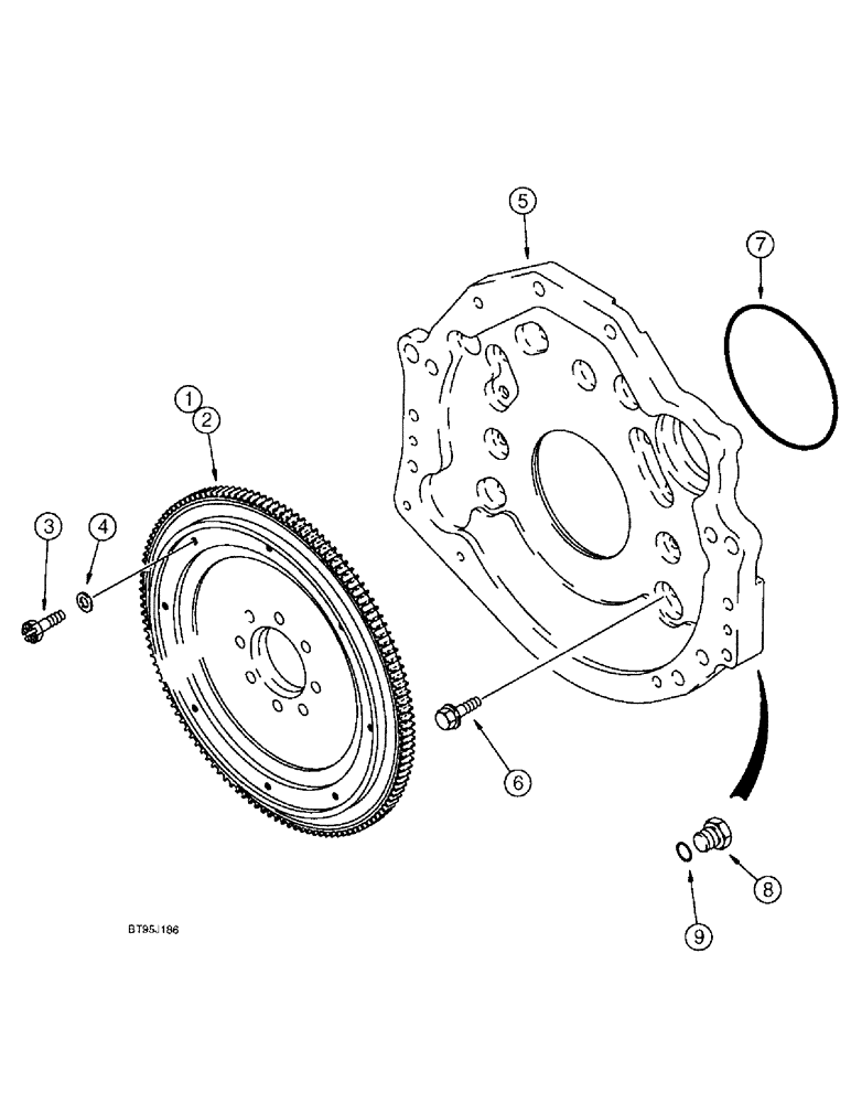 Схема запчастей Case IH 1688 - (2-50) - FLYWHEEL AND BACKING PLATE, 6TA-830 ENGINE (01) - ENGINE