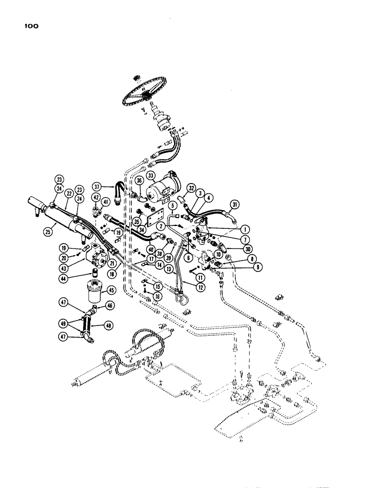 Схема запчастей Case IH 1200 - (100) - REAR POWER STEERING (05) - STEERING