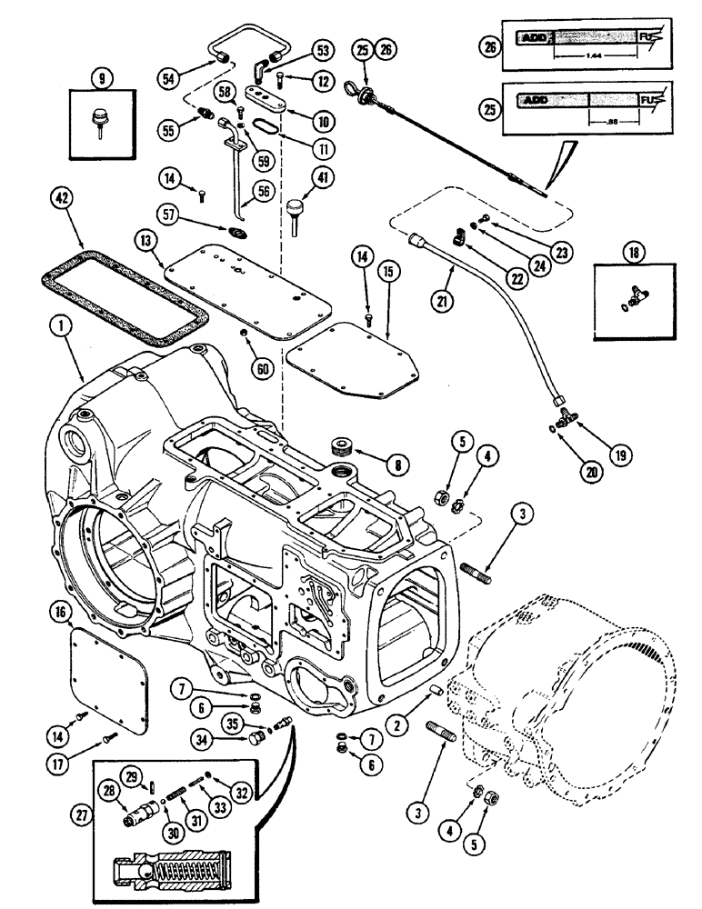 Схема запчастей Case IH 2290 - (6-220) - POWER SHIFT TRANSMISSION, TRANSMISSION HOUSING (06) - POWER TRAIN