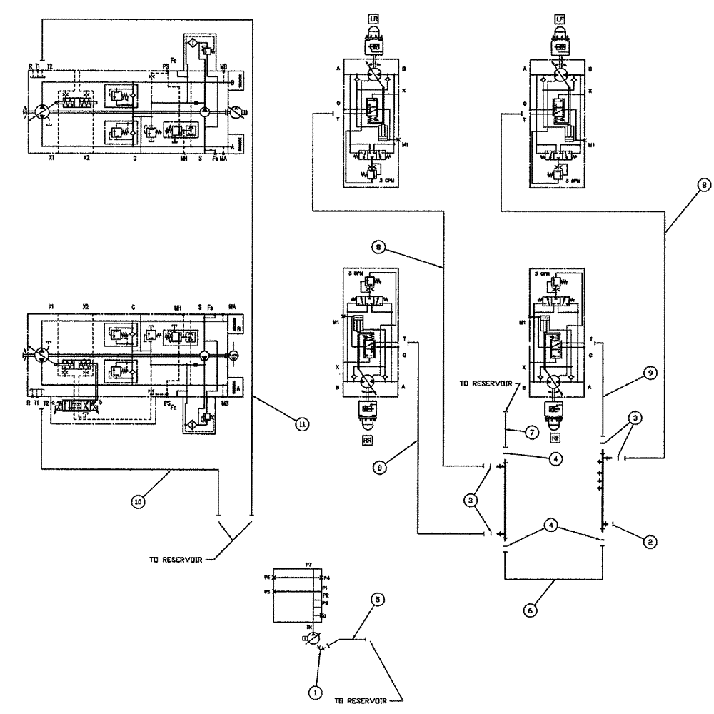 Схема запчастей Case IH SPX3320 - (06-017) - CASE DRAIN, HYDRAULIC GROUP Hydraulic Plumbing