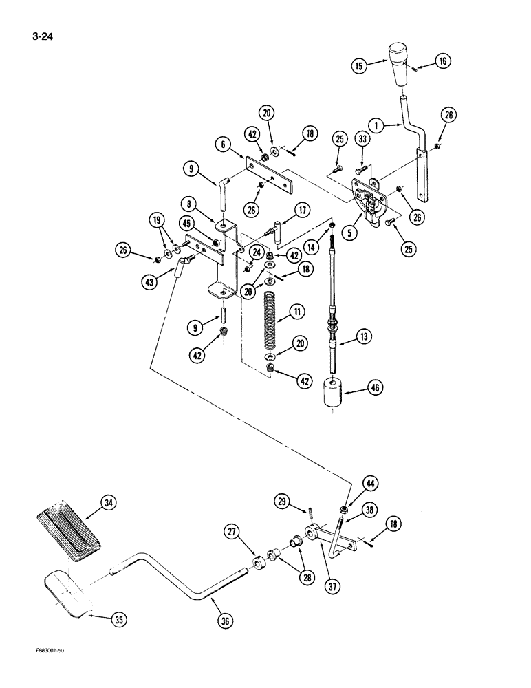 Схема запчастей Case IH 9180 - (3-24) - THROTTLE AND DECELERATOR CONTROLS CAB (03) - FUEL SYSTEM