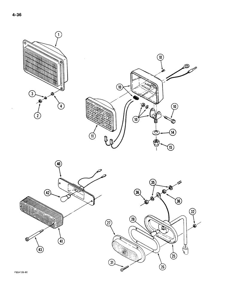 Схема запчастей Case IH 9280 - (4-36) - LIGHTS, HEAD LAMP ASSEMBLY (04) - ELECTRICAL SYSTEMS