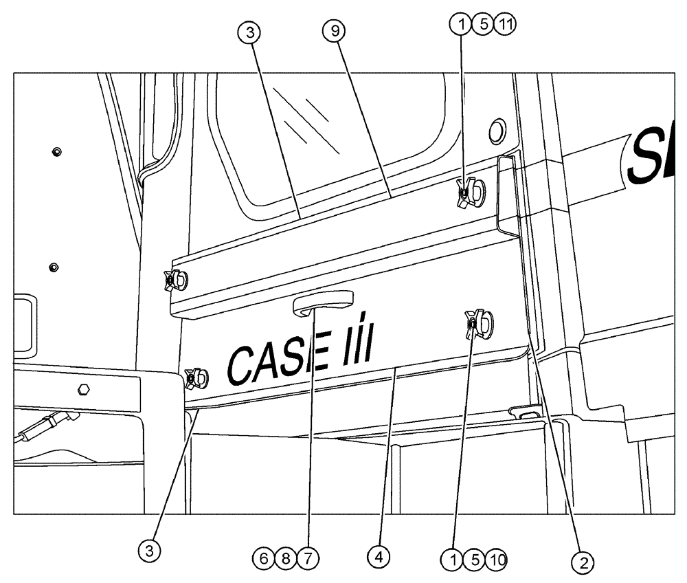 Схема запчастей Case IH 3210 - (02-010) - ACCESS PANEL ASSEMBLY - R.H. Cab Exterior