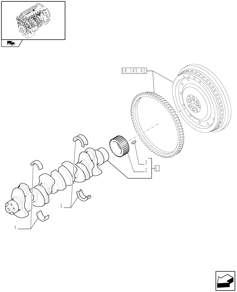 Схема запчастей Case IH F3CE0684F E001 - (10.103.01) - CRANKSHAFT & RELATED PARTS (504053392) (01) - ENGINE