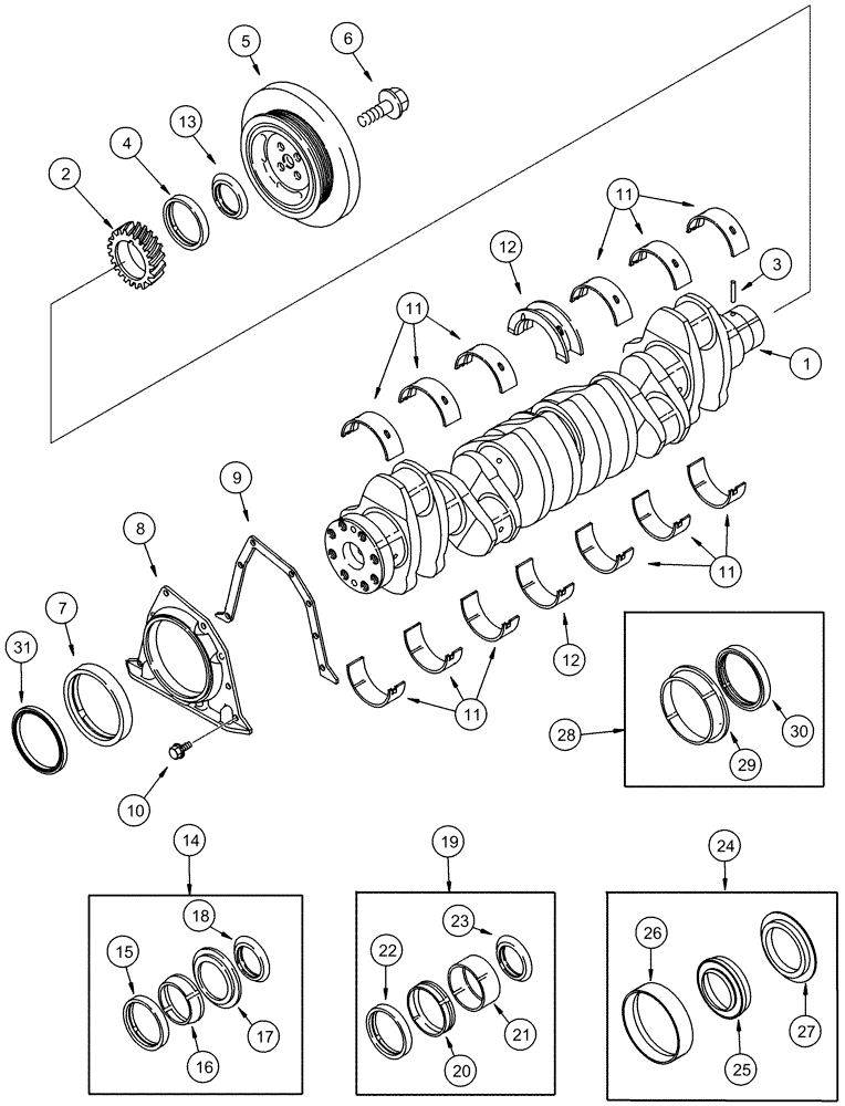 Схема запчастей Case IH MAGNUM 255 - (02-24) - CRANKSHAFT (02) - ENGINE