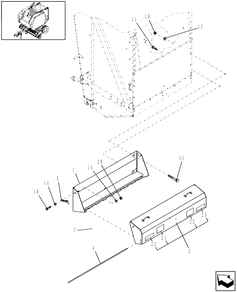 Схема запчастей Case IH RBX463 - (08.75) - SHIELDS, NET BOX, SINGLE (08) - SHEET METAL/DECALS