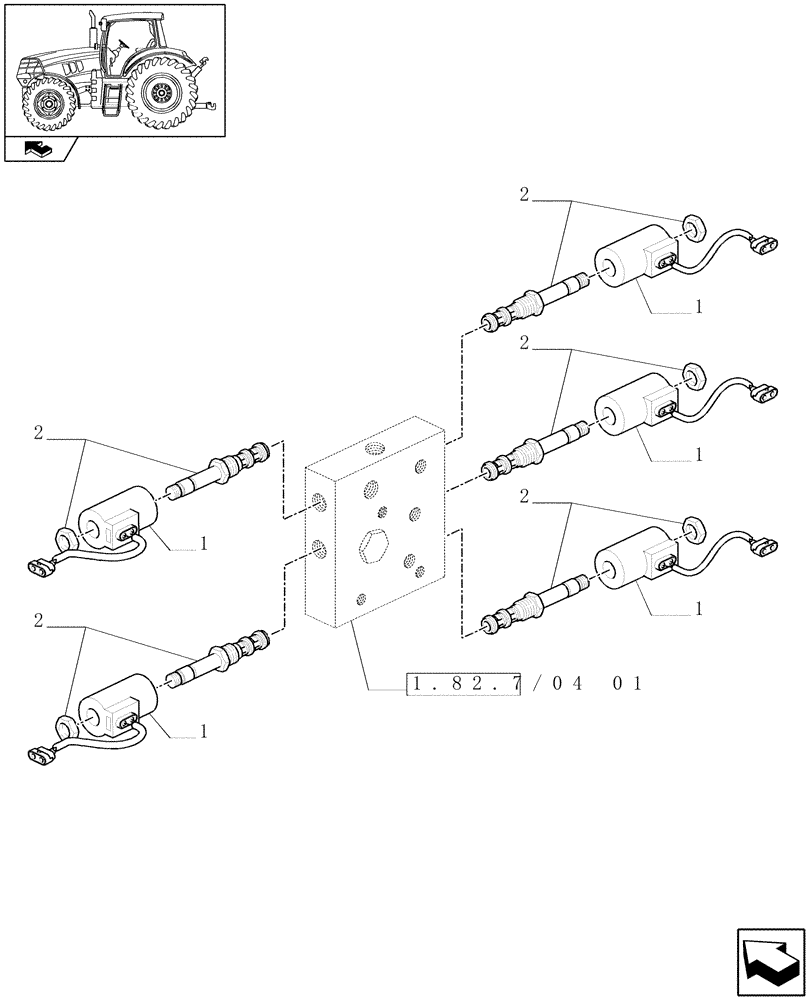 Схема запчастей Case IH PUMA 195 - (1.75.0/10) - (VAR.484) RIGHT LIFT ROD AND TOP LINK HYDRAULIC ADJUST W/ELECTRONIC CONTROL - SOLENOID VALVES (06) - ELECTRICAL SYSTEMS