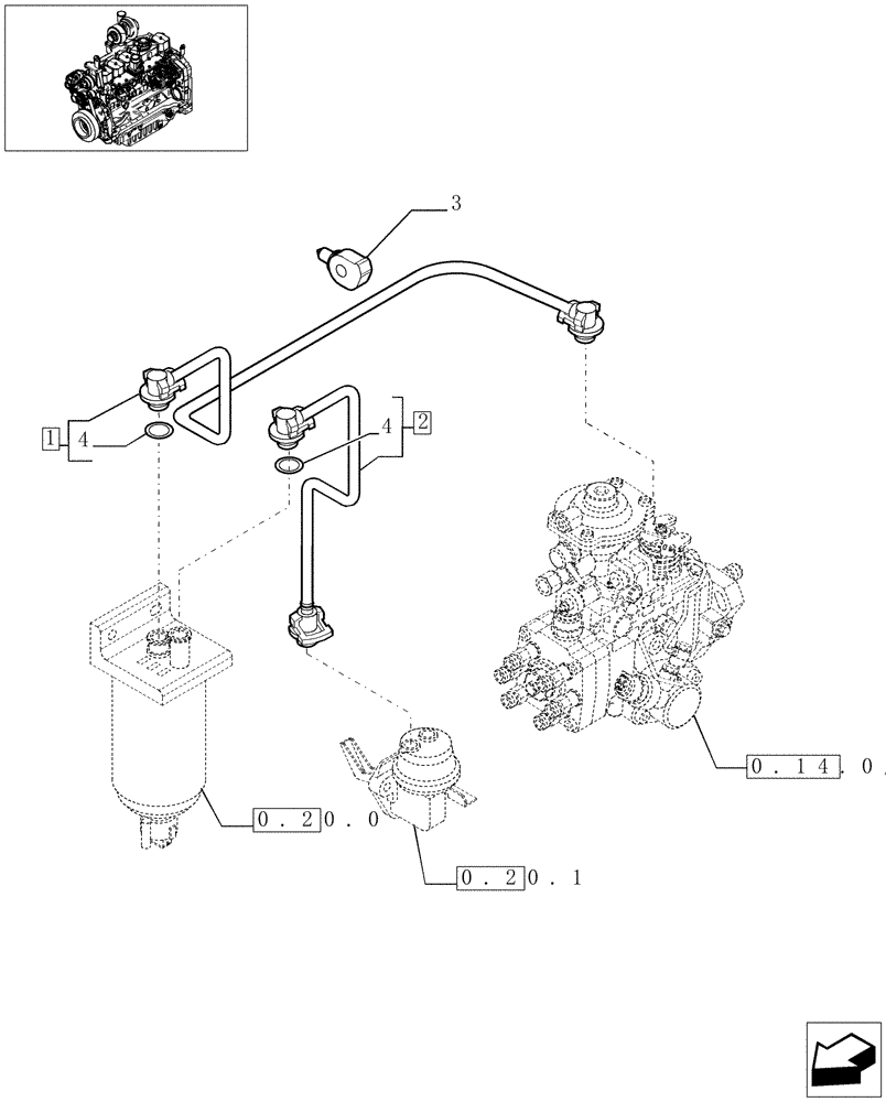 Схема запчастей Case IH MXU130 - (0.20.3/01) - PIPING FUEL (01) - ENGINE