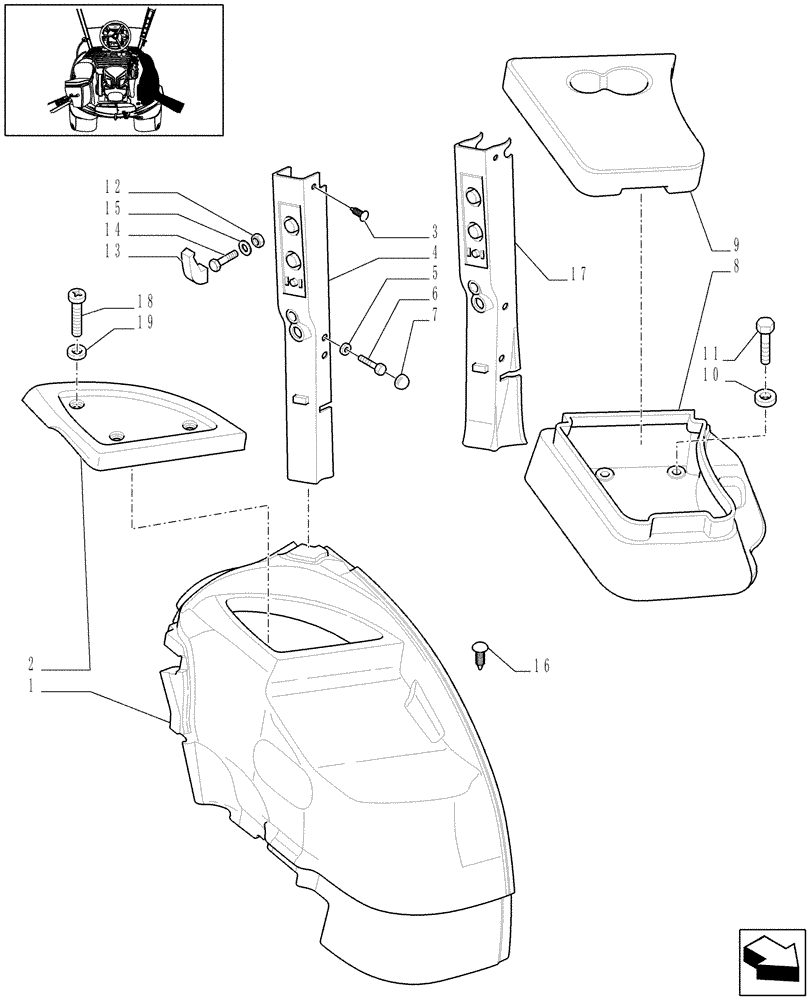 Схема запчастей Case IH MAXXUM 115 - (1.93.0/01[01]) - CONTROLS COVER - W/CAB - C6742 (10) - OPERATORS PLATFORM/CAB