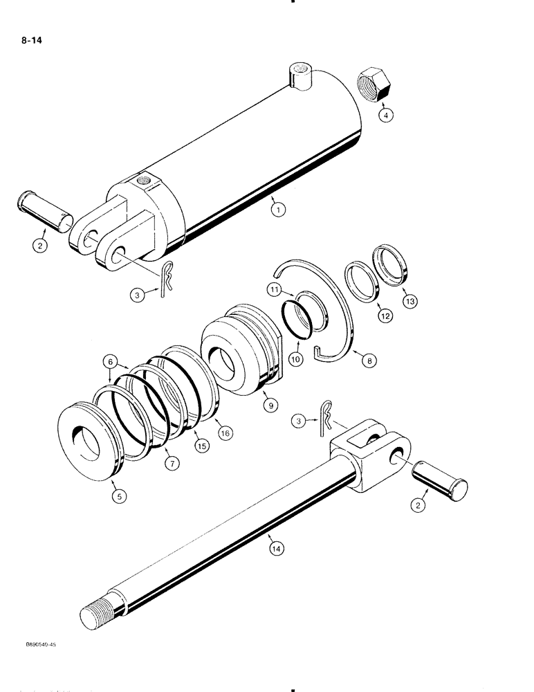 Схема запчастей Case IH 370 - (8-14) - TRANSPORT LIFT CYLINDER, 61105C91 (08) - HYDRAULICS