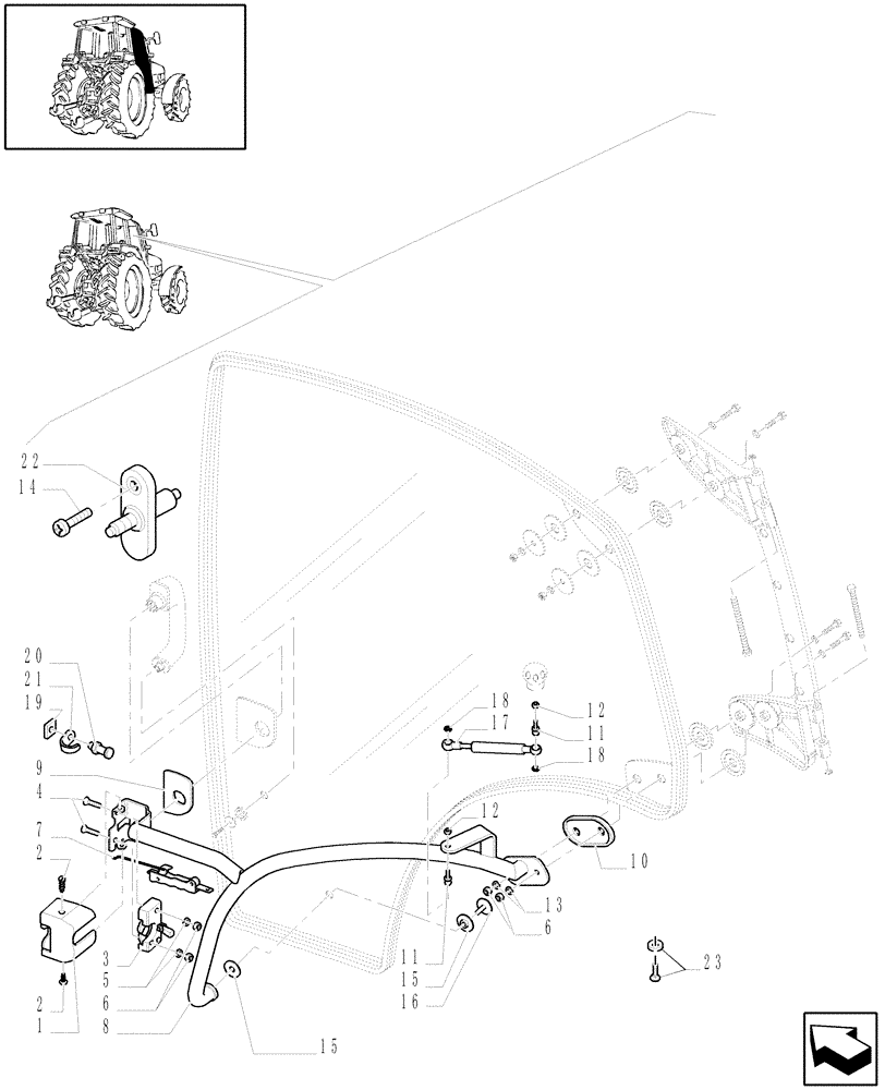 Схема запчастей Case IH MXU110 - (1.92.2[02]) - DOORS - C5521 (10) - OPERATORS PLATFORM/CAB