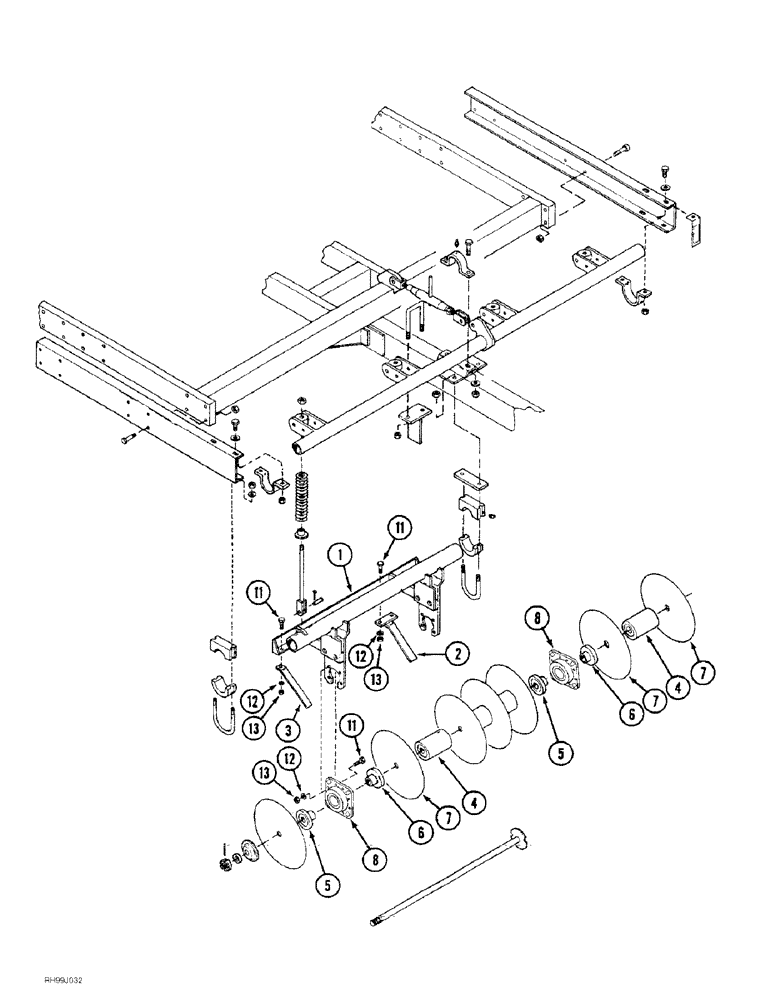 Схема запчастей Case IH 6650 - (9-28) - DISC GROUP AND ROCKSHAFT, P.I.N. CCG0003914 AND AFTER (09) - CHASSIS/ATTACHMENTS