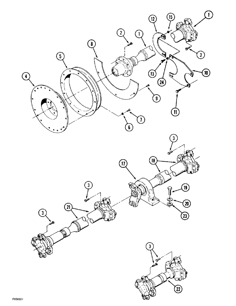 Схема запчастей Case IH 9350 - (6-128) - DRIVE SHAFT MOUNTING, SYNCHROSHIFT TRANSMISSION TRACTOR (06) - POWER TRAIN