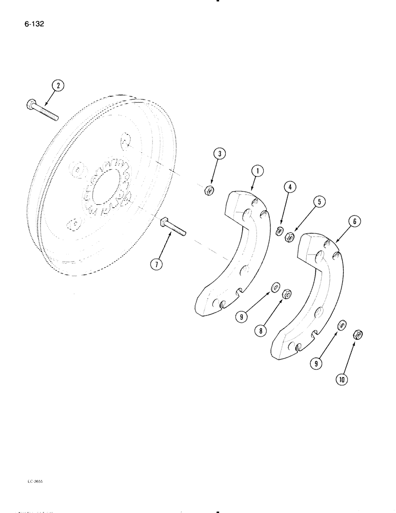 Схема запчастей Case IH 695 - (6-132) - REAR WHEEL WEIGHTS, SPLIT TYPE, TRACTORS WITH BAR TYPE AXLE (06) - POWER TRAIN