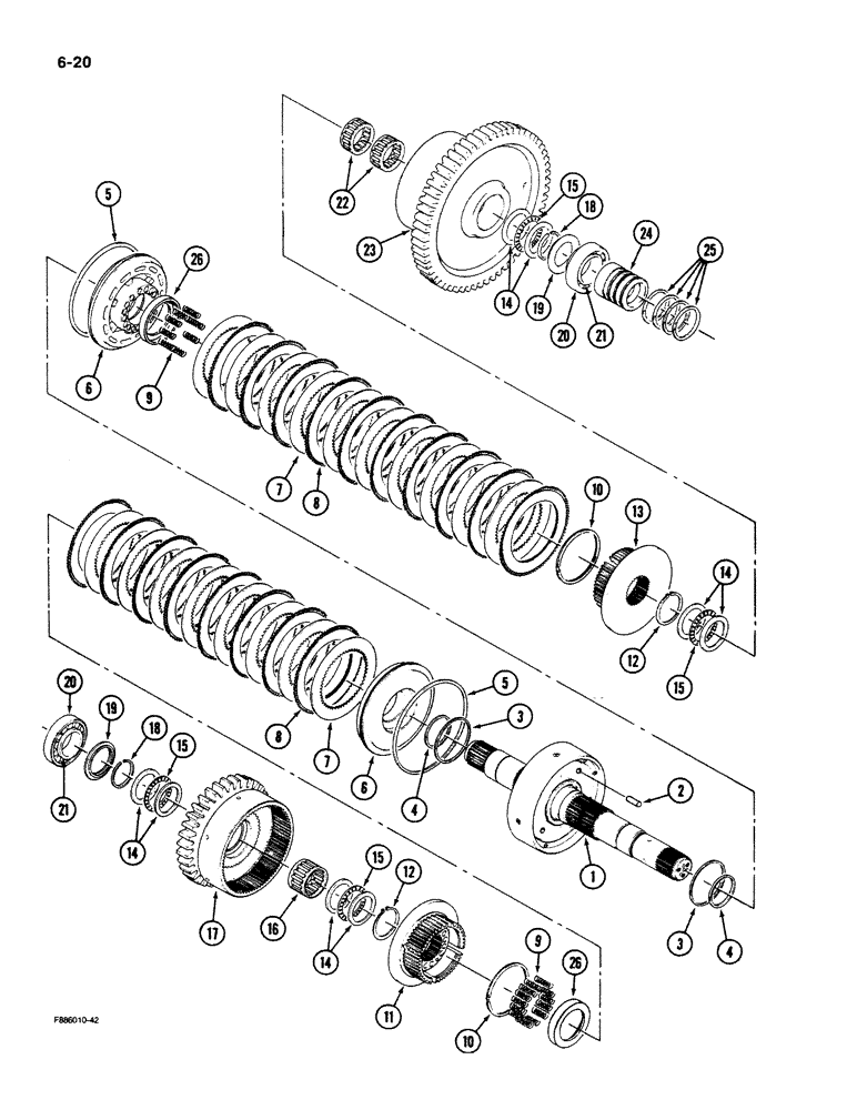 Схема запчастей Case IH 9280 - (6-20) - TRANSMISSION, 8 INCH CLUTCH PACK (CONTD) (06) - POWER TRAIN