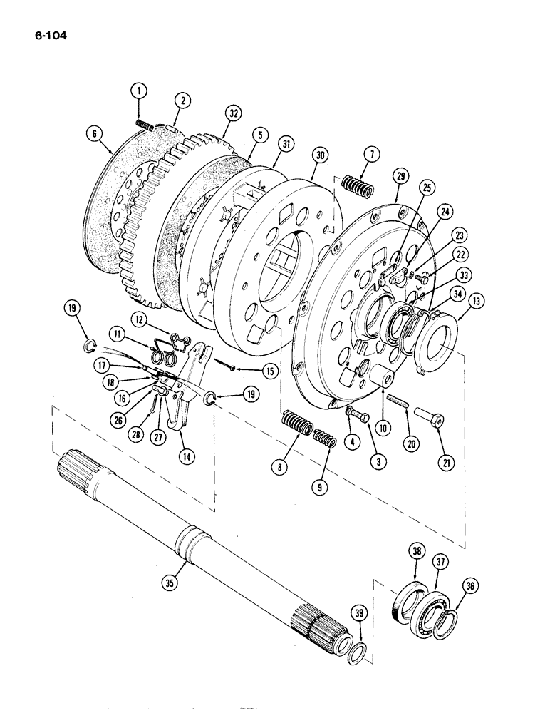 Схема запчастей Case IH 1194 - (6-104) - CONTINUOUS CLUTCH (BORG AND BECK) (06) - POWER TRAIN