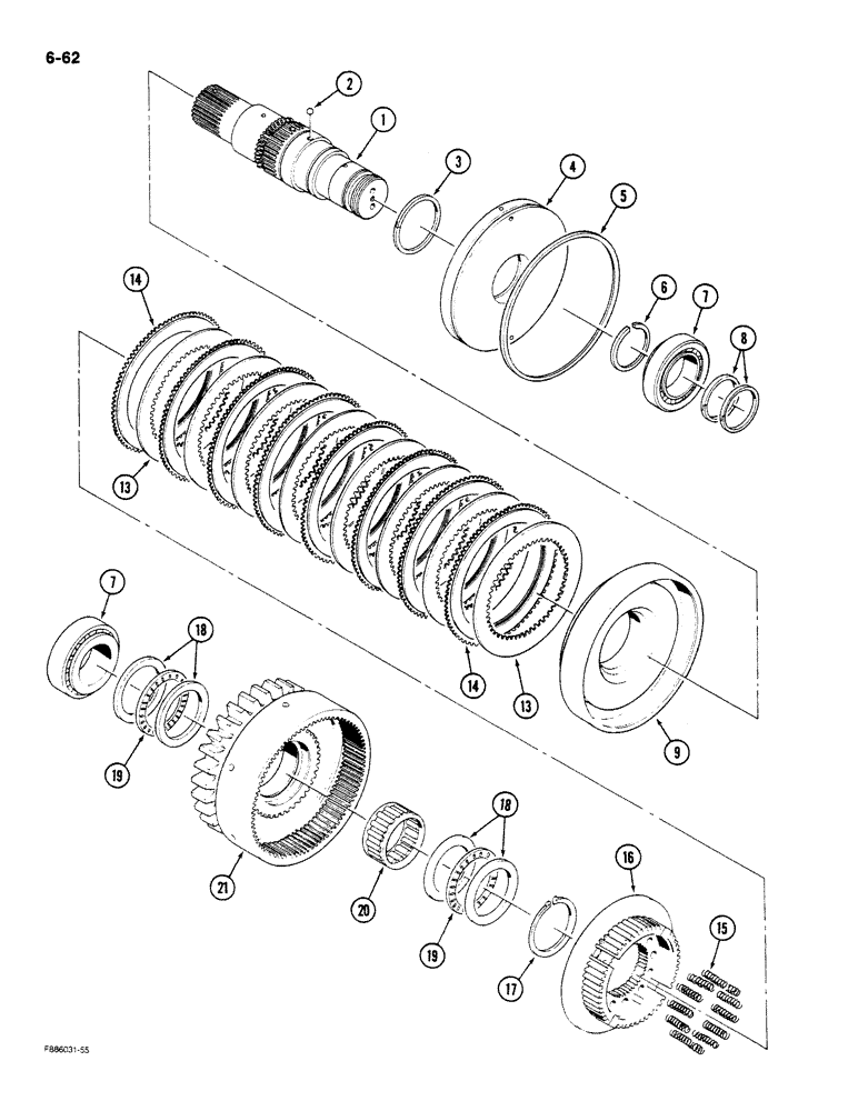 Схема запчастей Case IH STEIGER - (6-062) - PTO ASSEMBLY, CLUTCH PACK (06) - POWER TRAIN