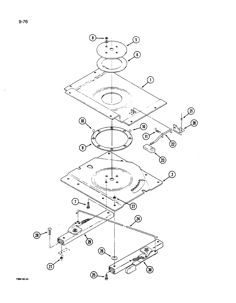 Схема запчастей Case IH 9270 - (9-076) - VINYL SEAT MECHANICAL SUSPENSION SEAT SWIVEL ASSEMBLY (09) - CHASSIS/ATTACHMENTS