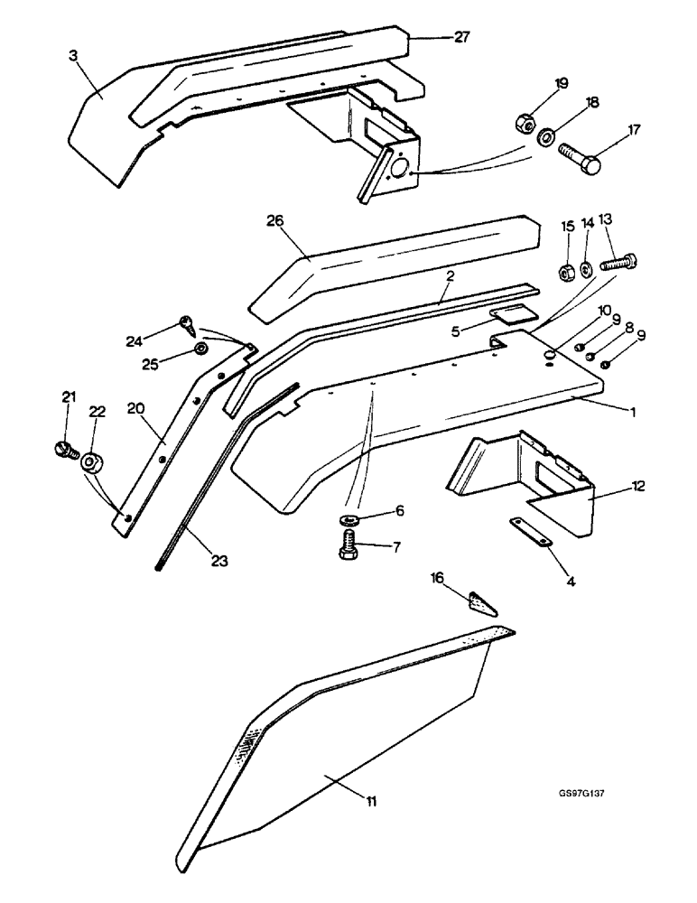 Схема запчастей Case IH 1212 - (9-042) - FENDERS AND TRIM, SEKURA CAB (09) - CHASSIS/ATTACHMENTS