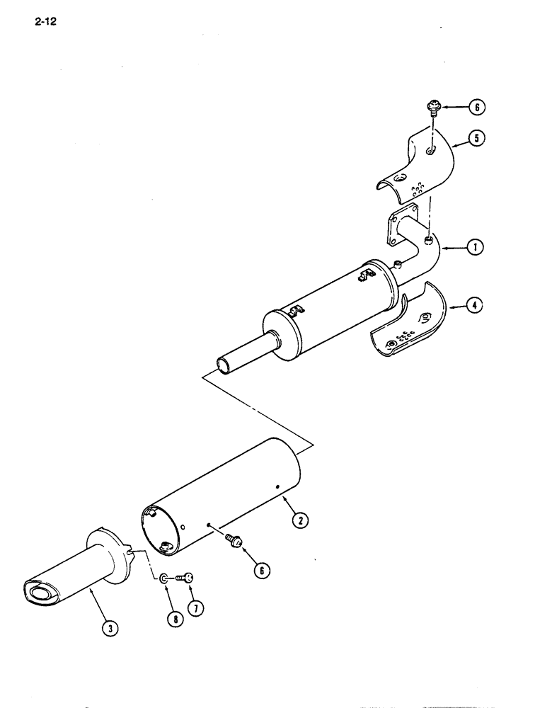 Схема запчастей Case IH 255 - (2-12) - EXHAUST SYSTEM, HORIZONTAL (02) - ENGINE