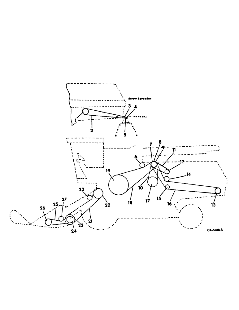 Схема запчастей Case IH 815 - (02-01) - MISCELLANEOUS, BELT AND PULLEY DIAGRAM, LEFT SIDE Accessories & Attachments / Miscellaneous