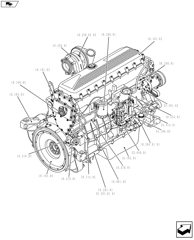 Схема запчастей Case IH F3BFA613A E001 - (10.000.01[02]) - ENGINE (504384982) (10) - ENGINE